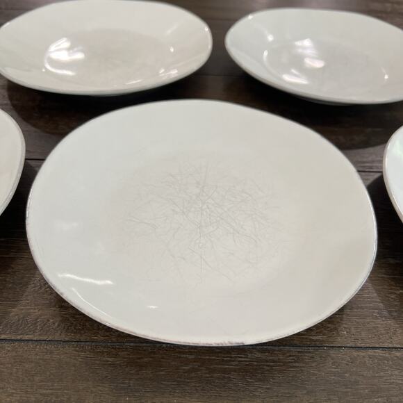 Set of 5 Crate & Barrel Salad/Dessert Plates Marin White 8.5”‎ Made In Portugal - Picture 4 of 5